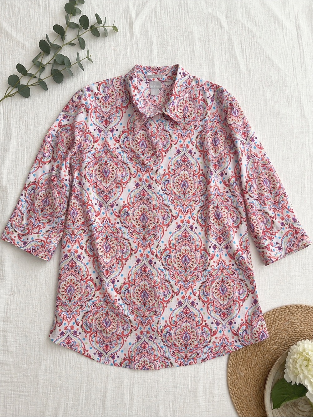Chico's Pink Paisley Button-Down Blouse